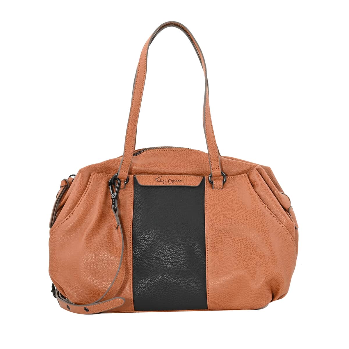 Foley & Corinna Cognac Vegan Leather Hygge Tower Satchel Bag image number 0