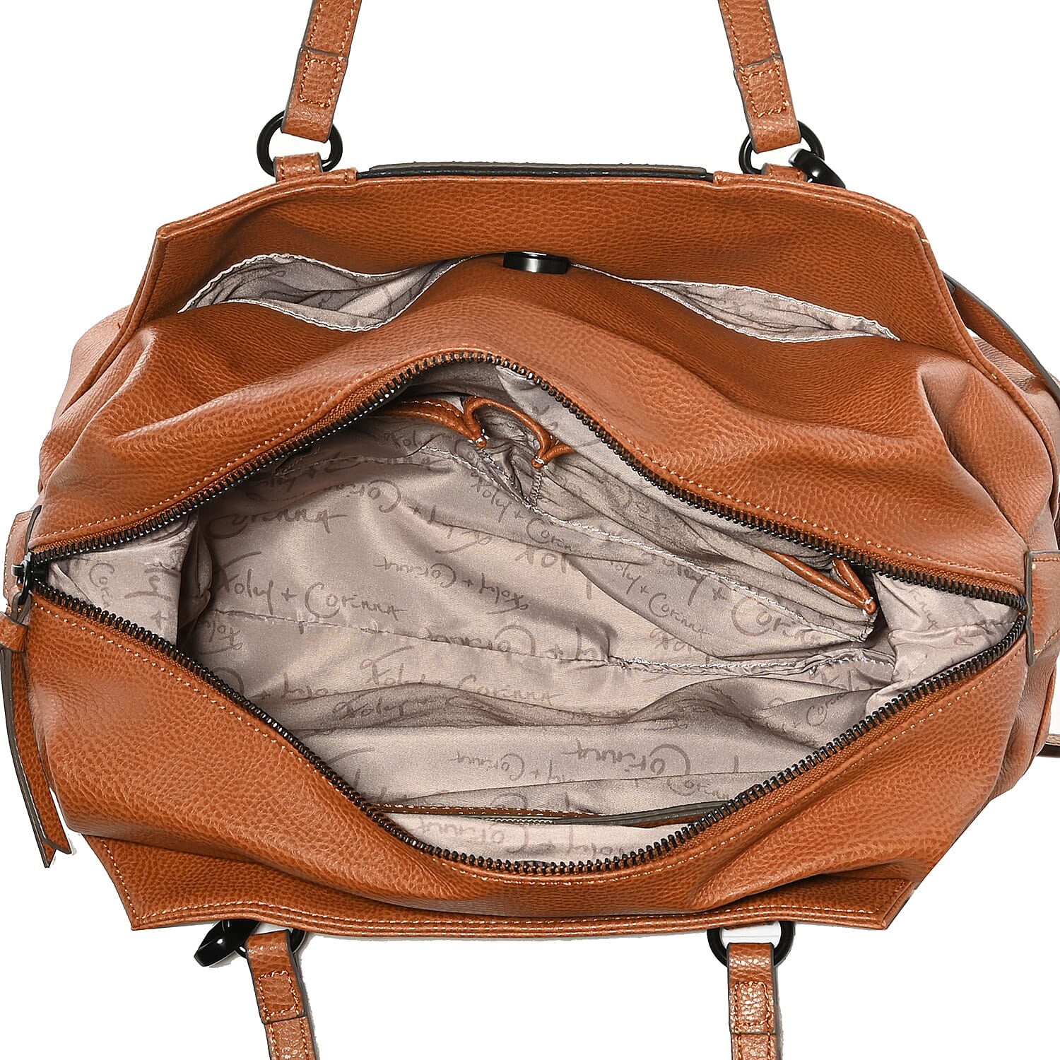 Foley & Corinna Cognac Vegan Leather Hygge Tower Satchel Bag
