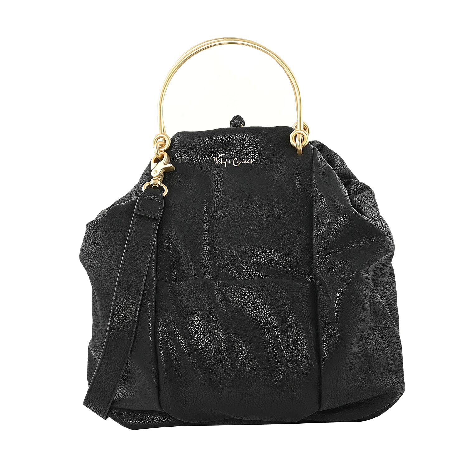 Foley & Corinna Black Vegan Leather Sol Opulence Ring Satchel Bag