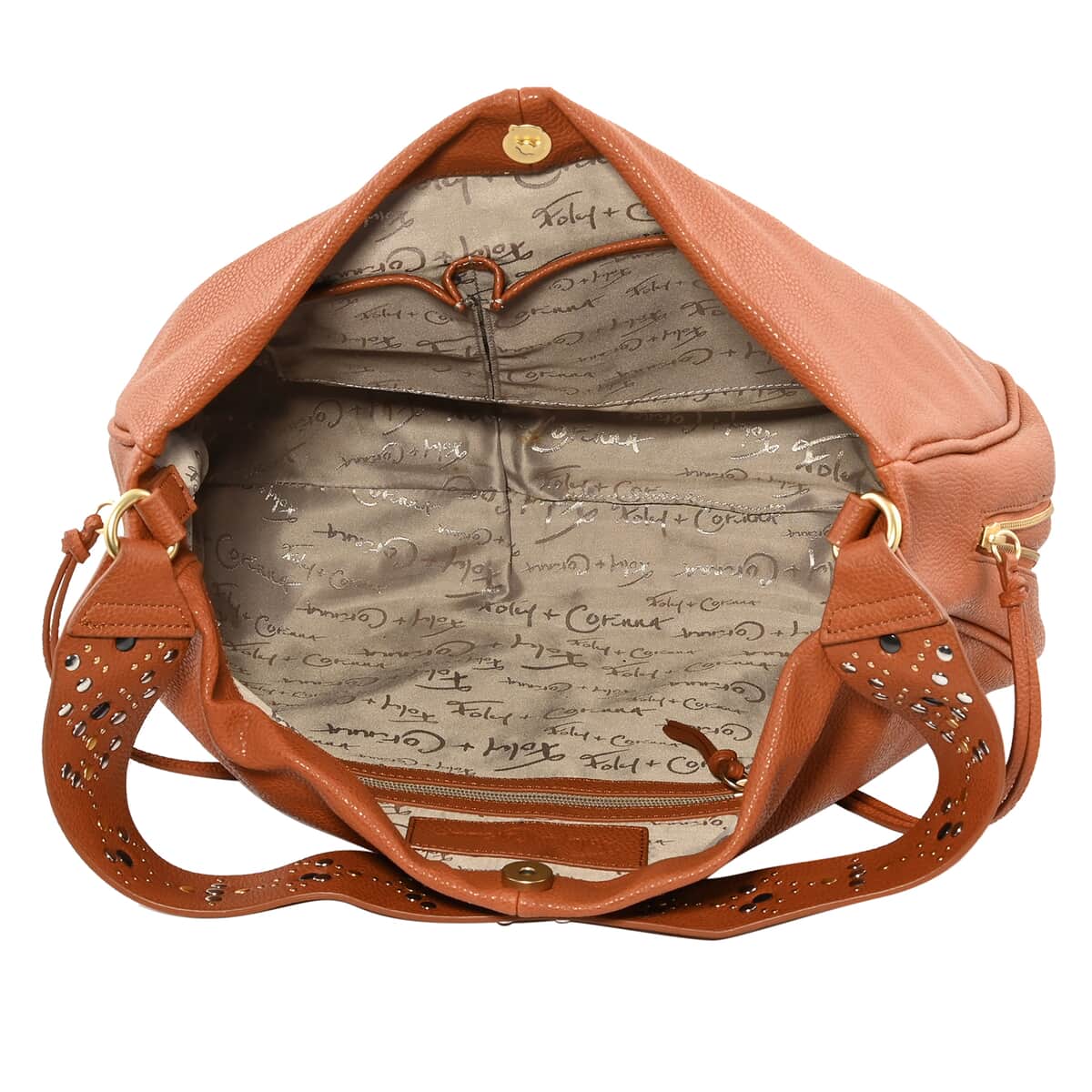 Foley & Corinna Avery Brown Vegan Leather Hobo Shoulder Bag for Women | Women's Handbag | Vegan Leather Bag for Women | Ladies Purse image number 3