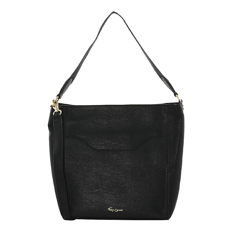 Foley & Corinna Black Faux Leather City Blooms Tote Bag