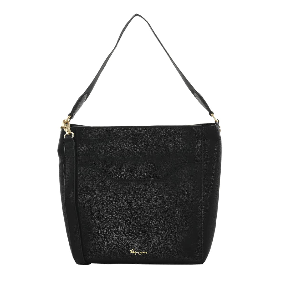 Foley & Corinna Black Faux Leather City Blooms Tote Bag image number 0