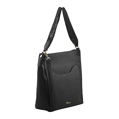 Foley & Corinna Black Faux Leather City Blooms Tote Bag