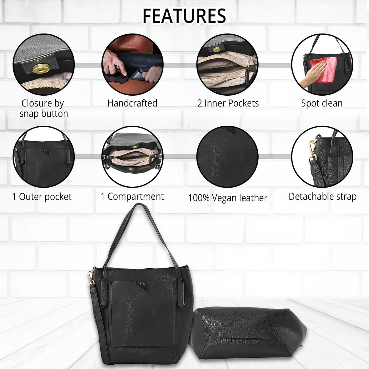 Foley & Corinna Black Vegan Leather Slumber Tote Bag image number 1