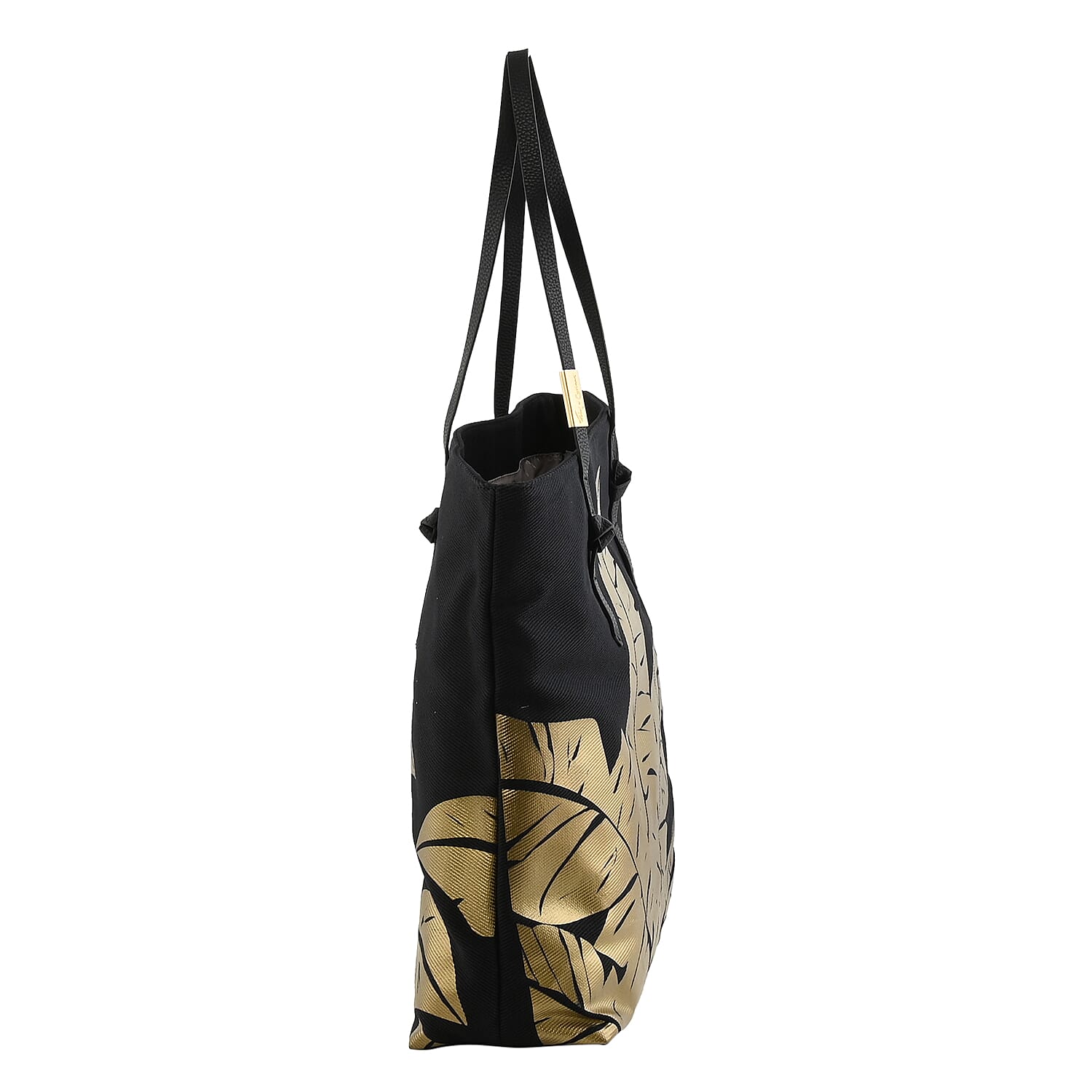 Foley & Corinna Black Vegan Leather Palm Canvas Tote Bag
