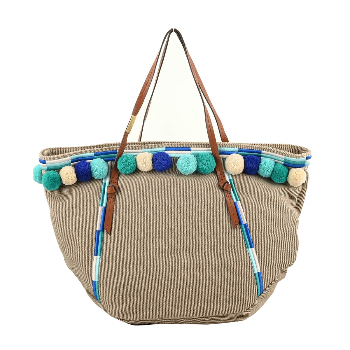 Foley & Corinna Blue Faux Leather Coconut Island Beach Tote Bag (21"x6.5"x13") image number 0