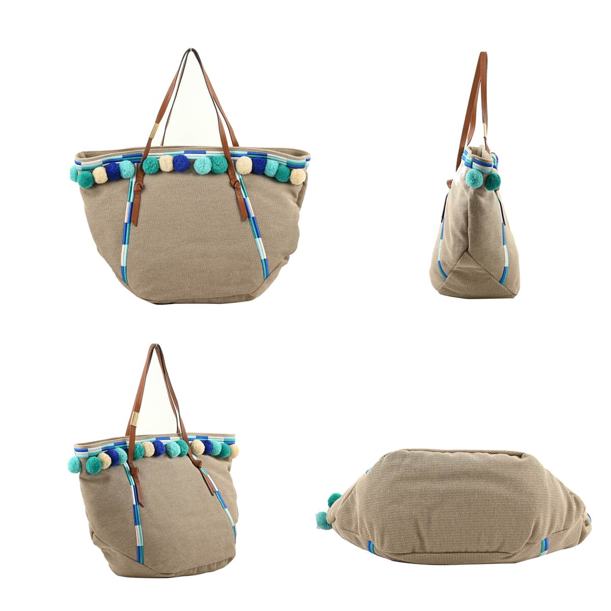 Foley & Corinna Blue Faux Leather Coconut Island Beach Tote Bag (21"x6.5"x13") image number 1