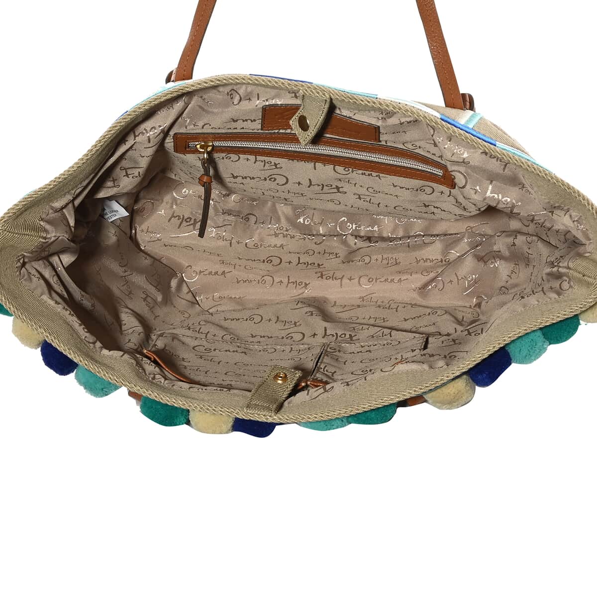 Foley & Corinna Blue Faux Leather Coconut Island Beach Tote Bag (21"x6.5"x13") image number 2