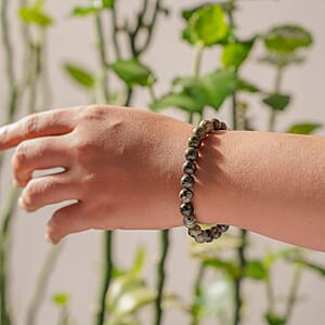 Connemara Marble 150 ctw Bead Bracelet, Beaded Stretch Bracelet, Bracelet in Silvertone, Adjustable Bracelet For Women