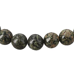 Connemara Marble 150 ctw Bead Bracelet, Beaded Stretch Bracelet, Bracelet in Silvertone, Adjustable Bracelet For Women