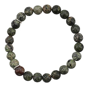 Connemara Marble 150 ctw Bead Bracelet, Beaded Stretch Bracelet, Bracelet in Silvertone, Adjustable Bracelet For Women