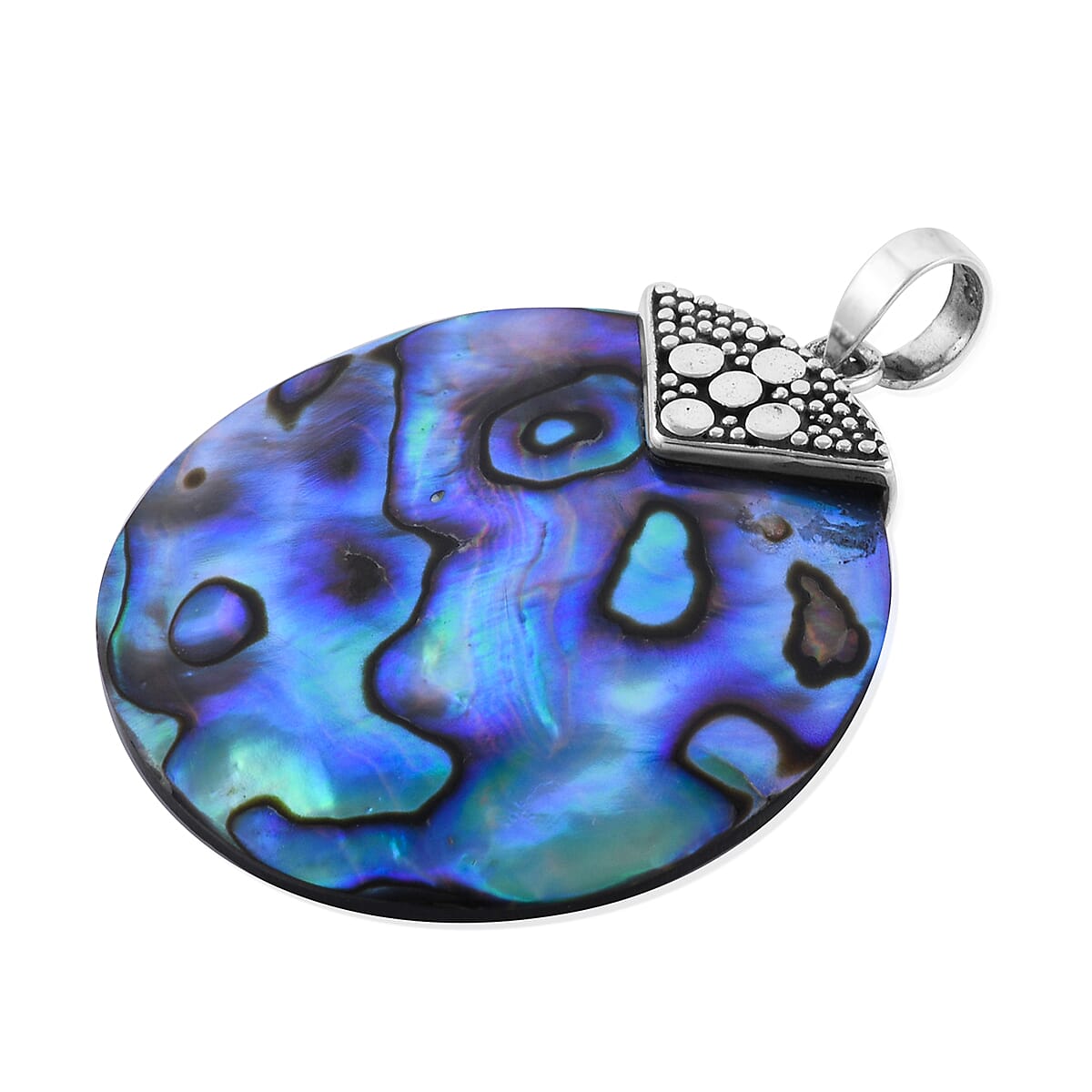 Abalone Shell Round Pendant in Sterling Silver
