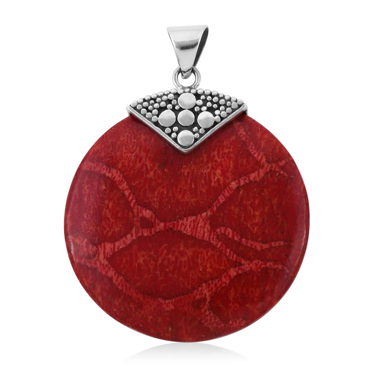 Sponge Coral Round Pendant in Sterling Silver image number 0