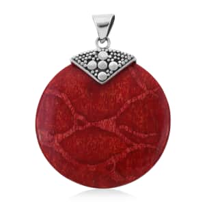 Sponge Coral Round Pendant in Sterling Silver