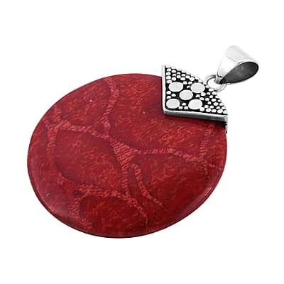 Sponge Coral Round Pendant in Sterling Silver