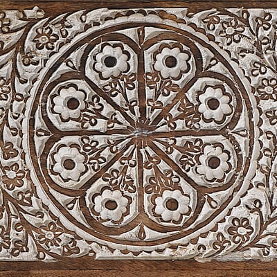 NAKKASHI Set of 2 Wooden Hand Carved Nested Tables (Knock Down)