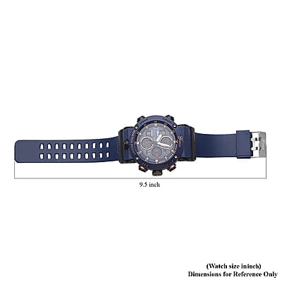 Genoa Japanese and Electronic Movement Multifunctional Key Watch in Navy Blue Silicone Strap (49 mm)