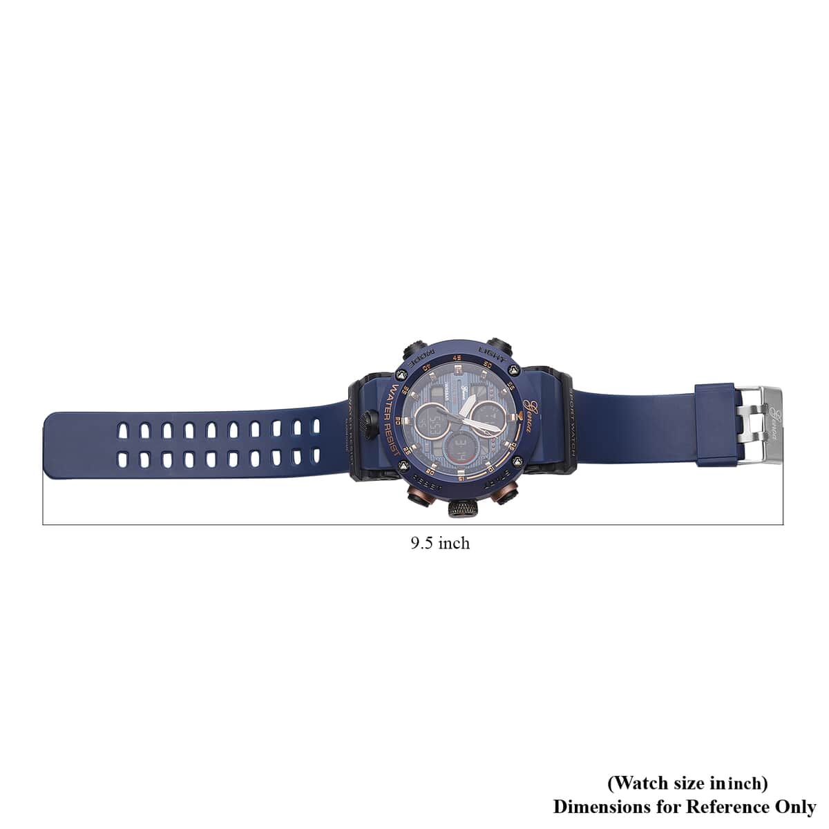 Genoa Japanese and Electronic Movement Multifunctional Key Watch in Navy Blue Silicone Strap (49 mm) image number 6