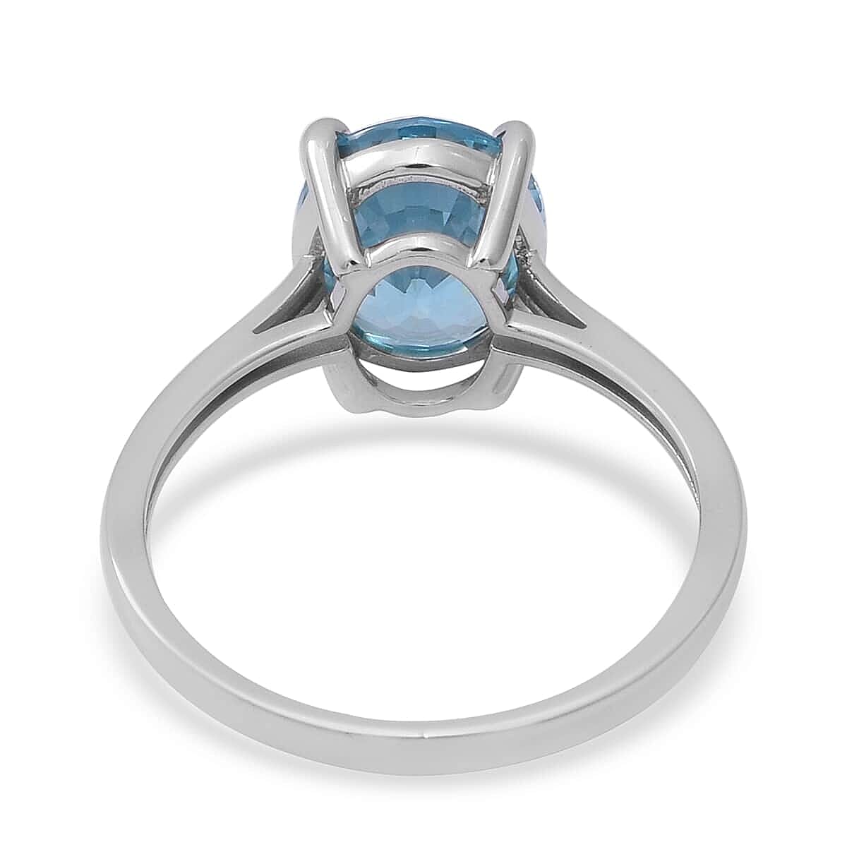 Luxoro Premium Ratanakiri Blue Zircon 5.60 ctw Solitaire Ring in 10K White Gold (Size 6.0)