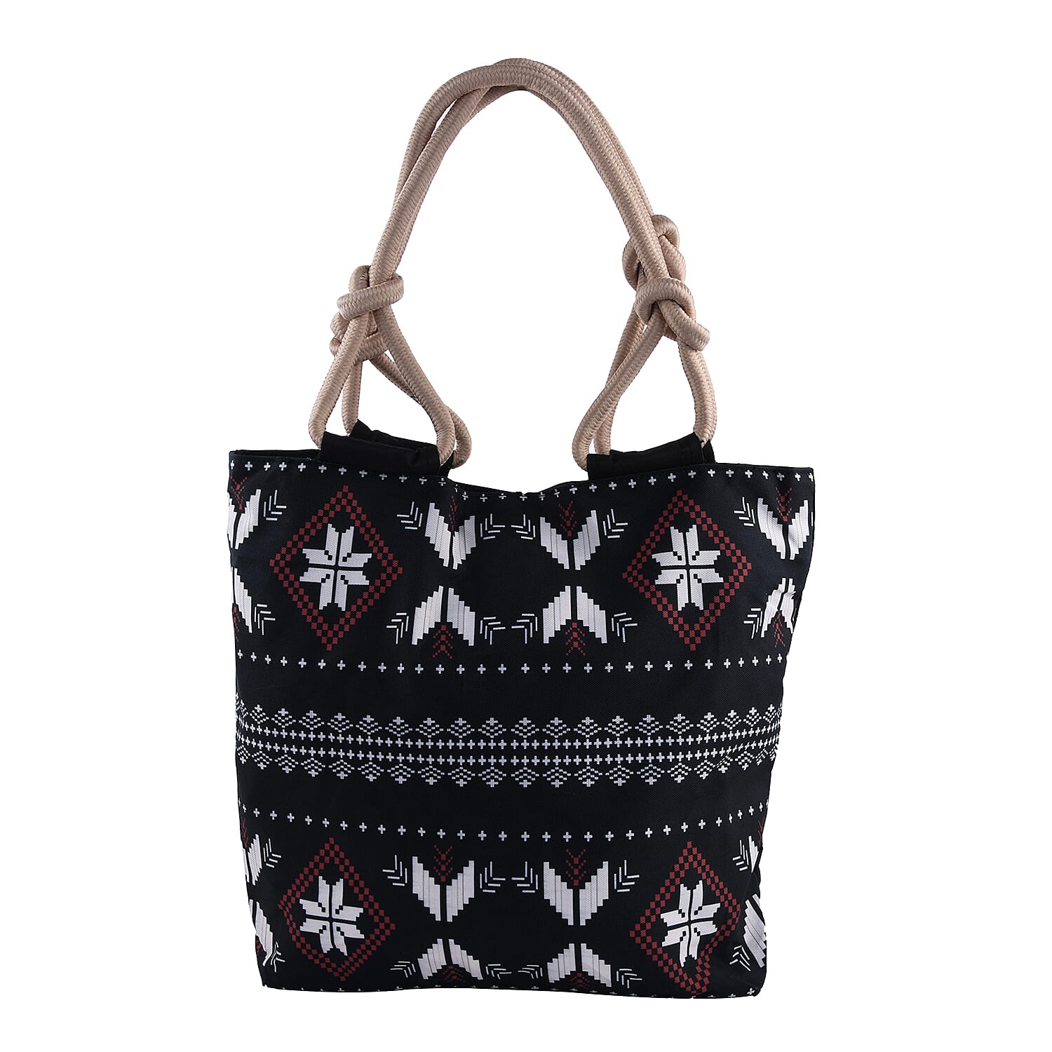 Black Tribal Pattern Neat and Strong Stitching Canvas Tote Bag