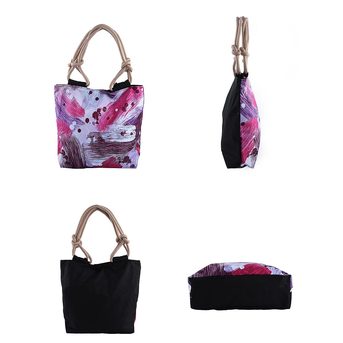 Pink Abstract Pattern Neat and Strong Stitching Canvas Tote Bag image number 1