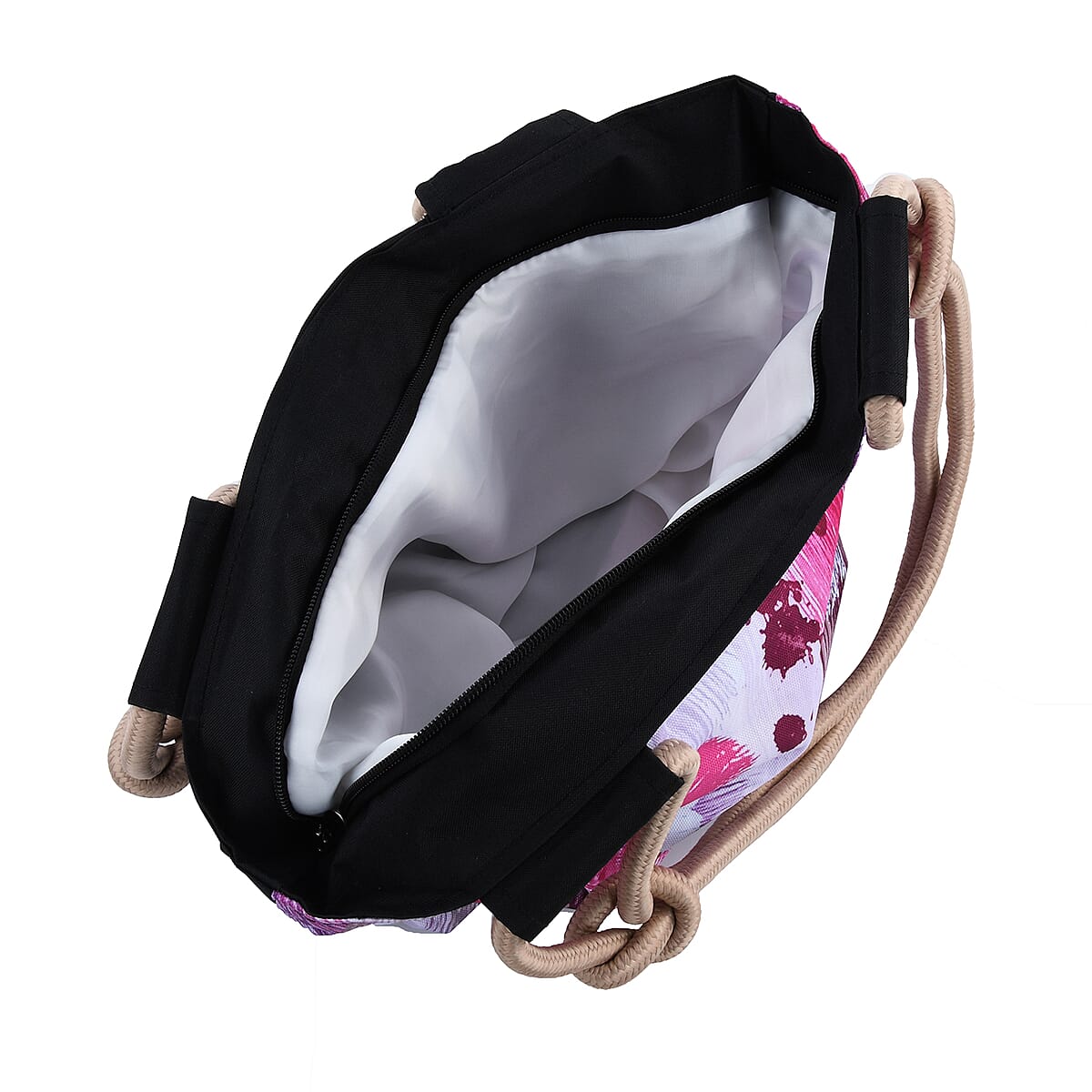 Pink Abstract Pattern Neat and Strong Stitching Canvas Tote Bag image number 2