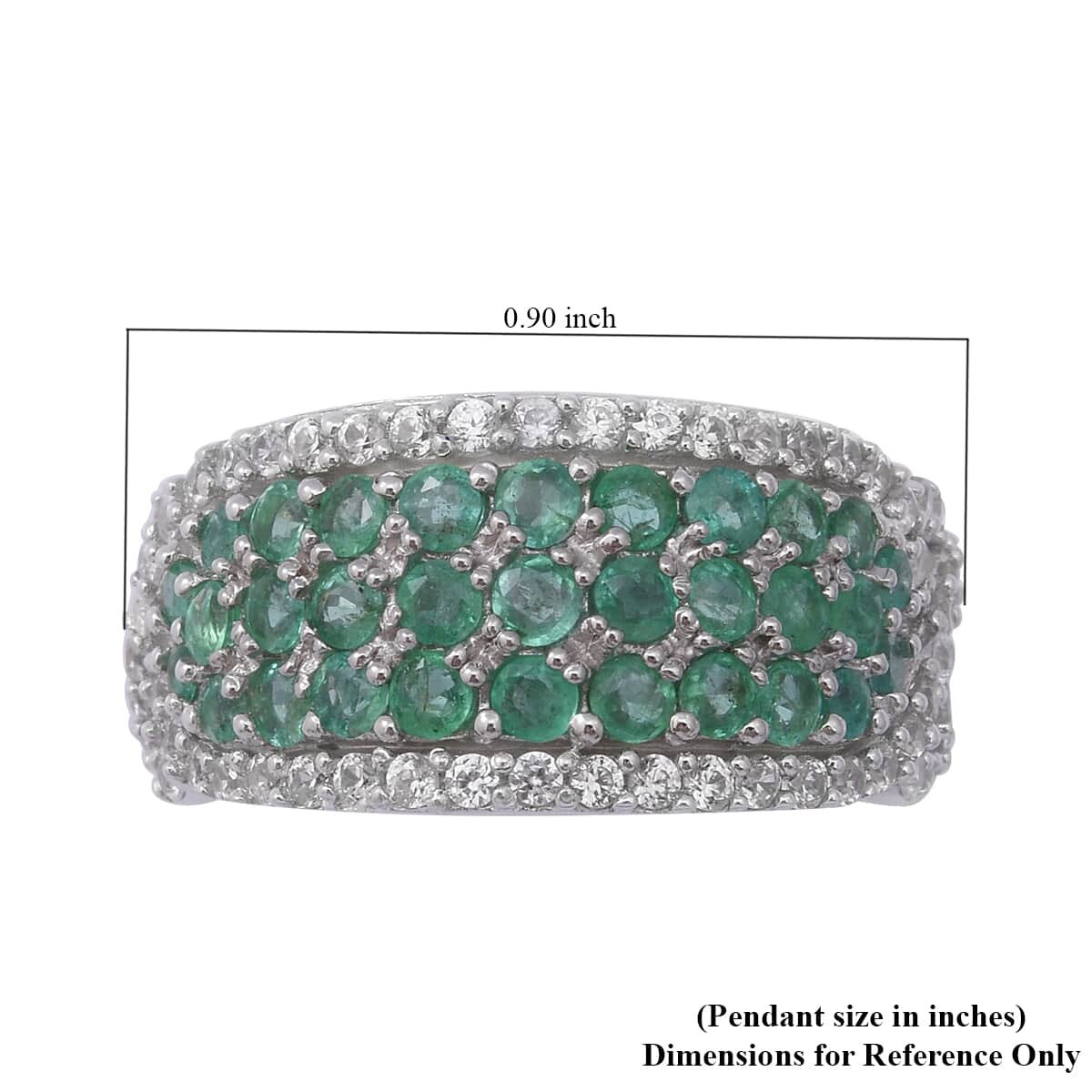 Premium Kagem Zambian Emerald and Natural White Zircon Infinity Cocktail Ring in Platinum Over Sterling Silver (Size 9.0) 3.00 ctw image number 4