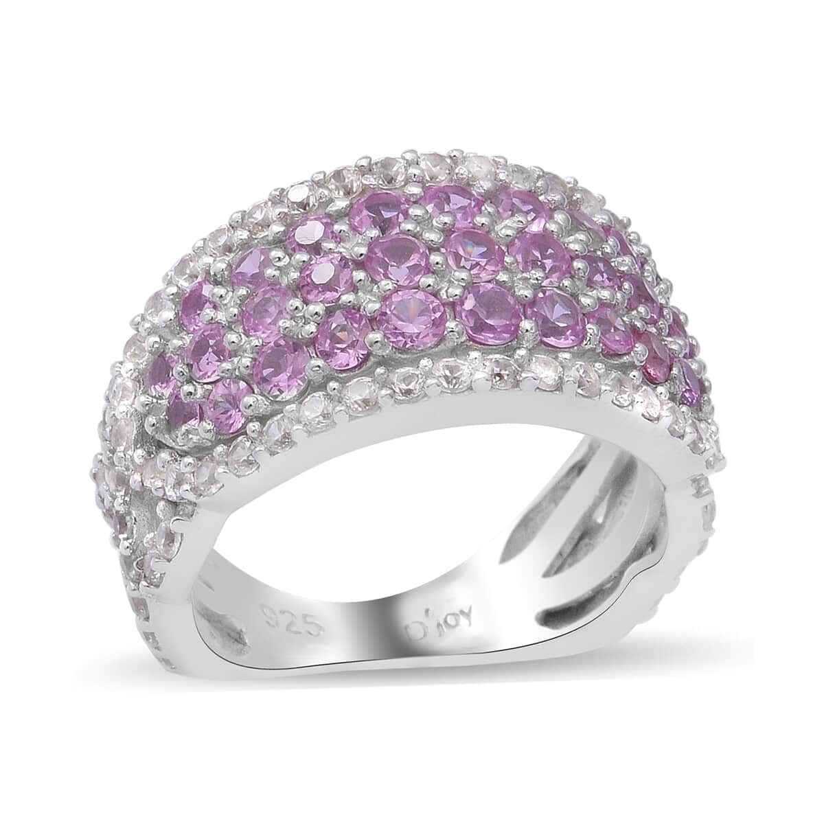 Premium Madagascar Pink Sapphire and Natural White Zircon Infinity Cocktail Ring in Platinum Over Sterling Silver (Size 7.0) 3.30 ctw image number 0