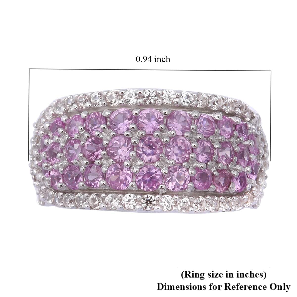 Premium Madagascar Pink Sapphire and Natural White Zircon Infinity Cocktail Ring in Platinum Over Sterling Silver (Size 7.0) 3.30 ctw image number 4