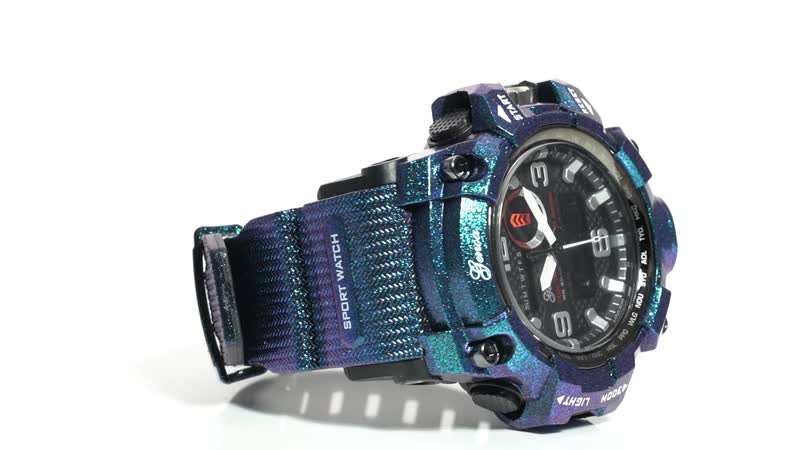 GENOA Japanese and Electronic Movement Multifunctional Key Watch in Blue Silicone Strap (58 mm)