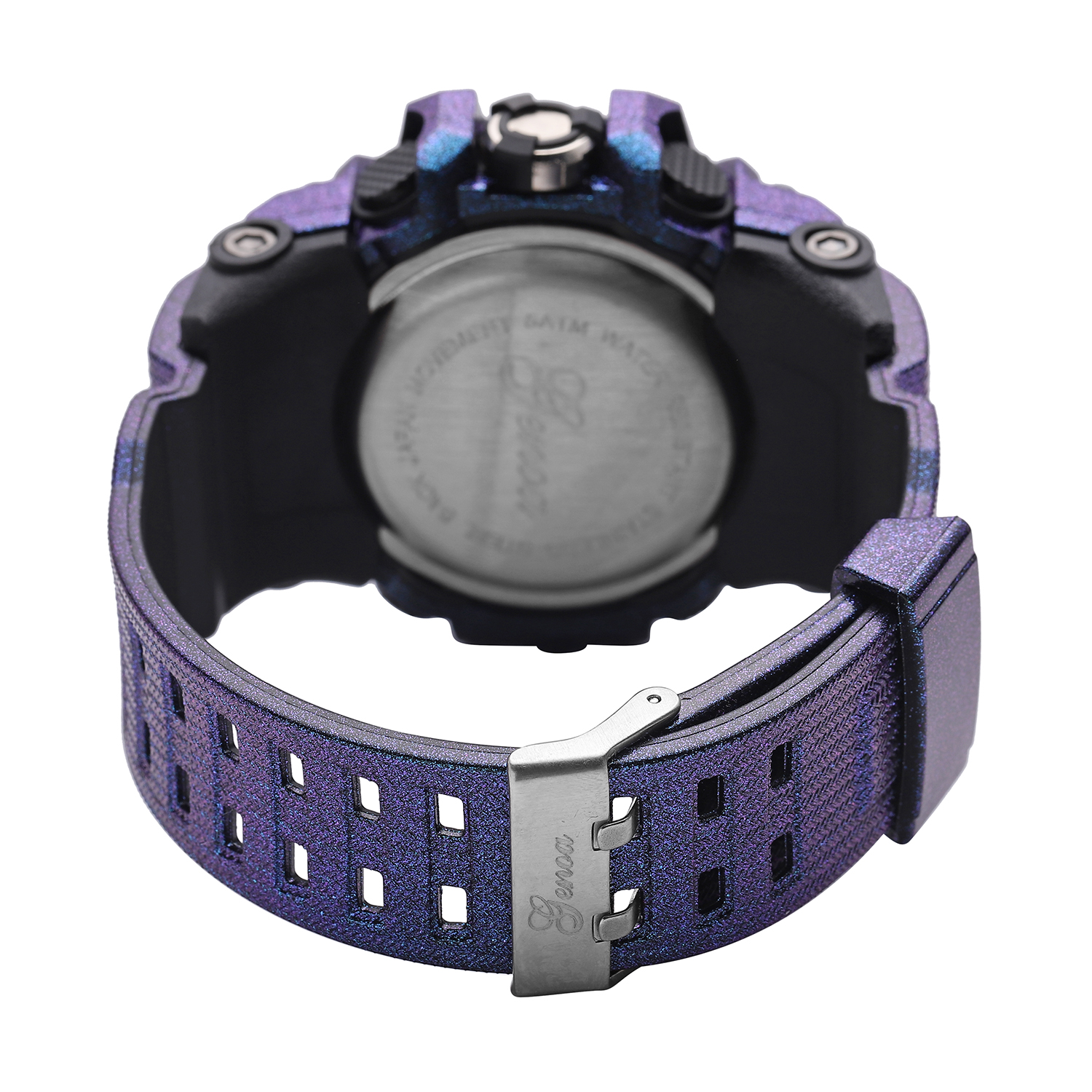 Genoa Japanese and Electronic Movement Multifunctional Key Watch in Blue Silicone Strap (58 mm)