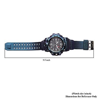 Genoa Japanese and Electronic Movement Multifunctional Key Watch in Blue Silicone Strap (58 mm)