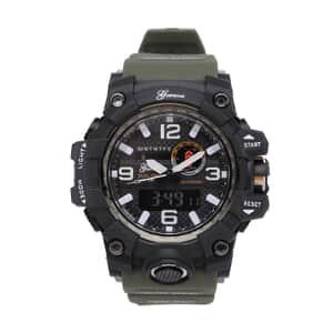 Genoa Japanese and Electronic Movement Multifunctional Key Watch in Army Green Silicone Strap (58 mm)