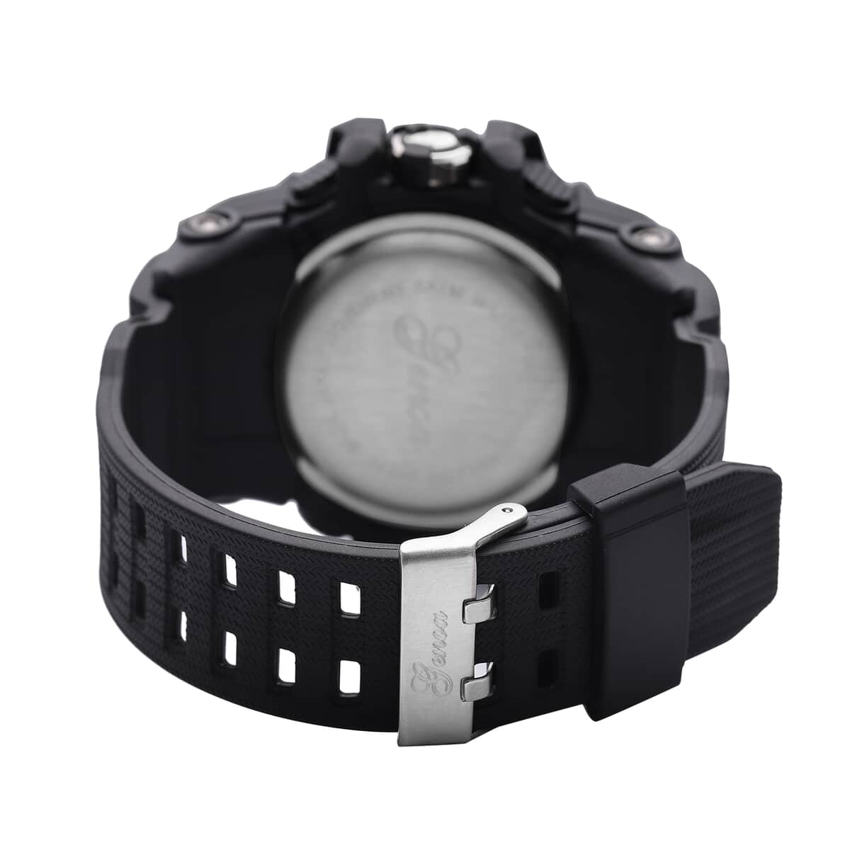 Genoa Japanese and Electronic Movement Multifunctional Key Watch in Black Silicone Strap (58 mm) image number 5