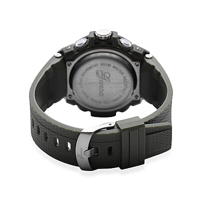 Genoa Japanese and Electronic Movement Multifunctional Key Watch in Army Green Silicone Strap (48 mm)