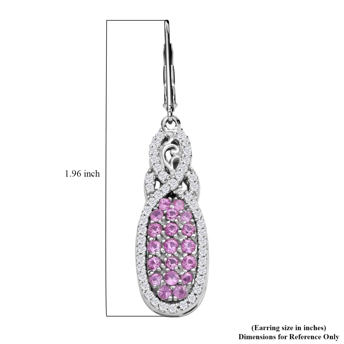Premium Madagascar Pink Sapphire and White Zircon Infinity Cocktail Earrings in Platinum Over Sterling Silver 4.00 ctw image number 3