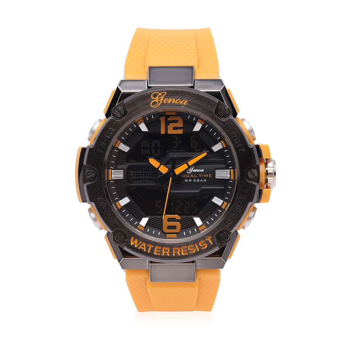 Genoa Japanese and Electronic Movement Multifunctional Key Watch in Orange Silicone Strap (48 mm) image number 0