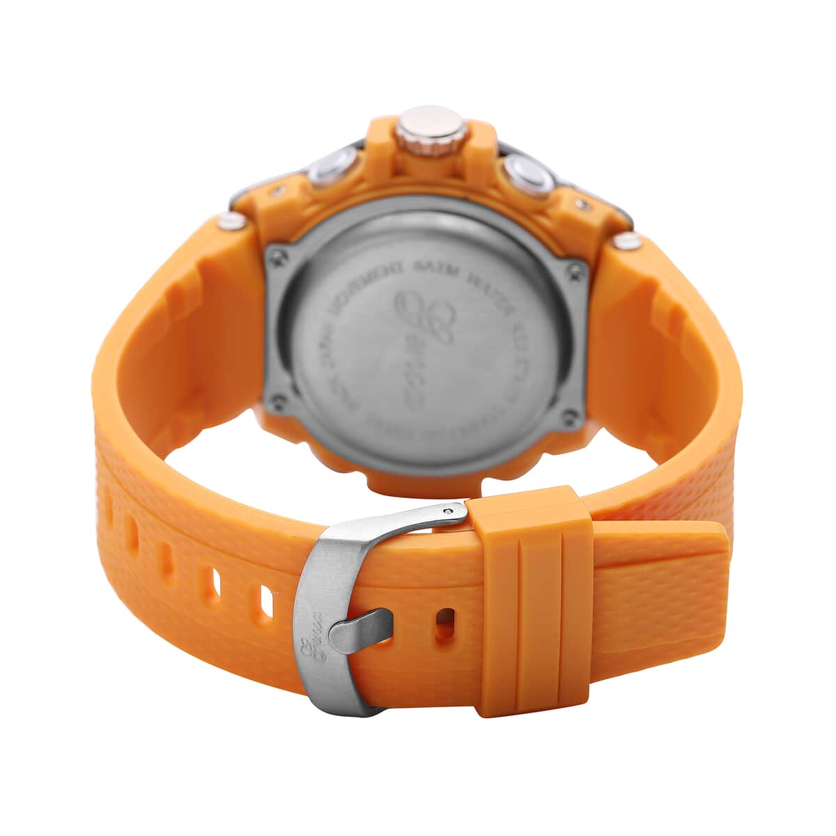 Genoa Japanese and Electronic Movement Multifunctional Key Watch in Orange Silicone Strap (48 mm) image number 4