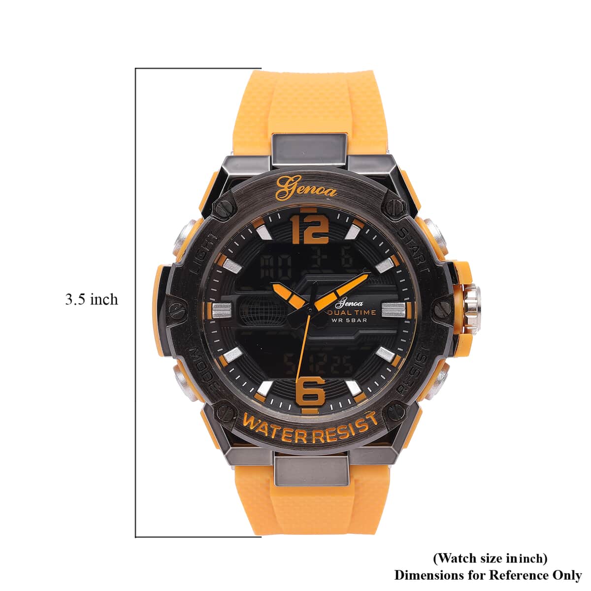 Genoa Japanese and Electronic Movement Multifunctional Key Watch in Orange Silicone Strap (48 mm) image number 5