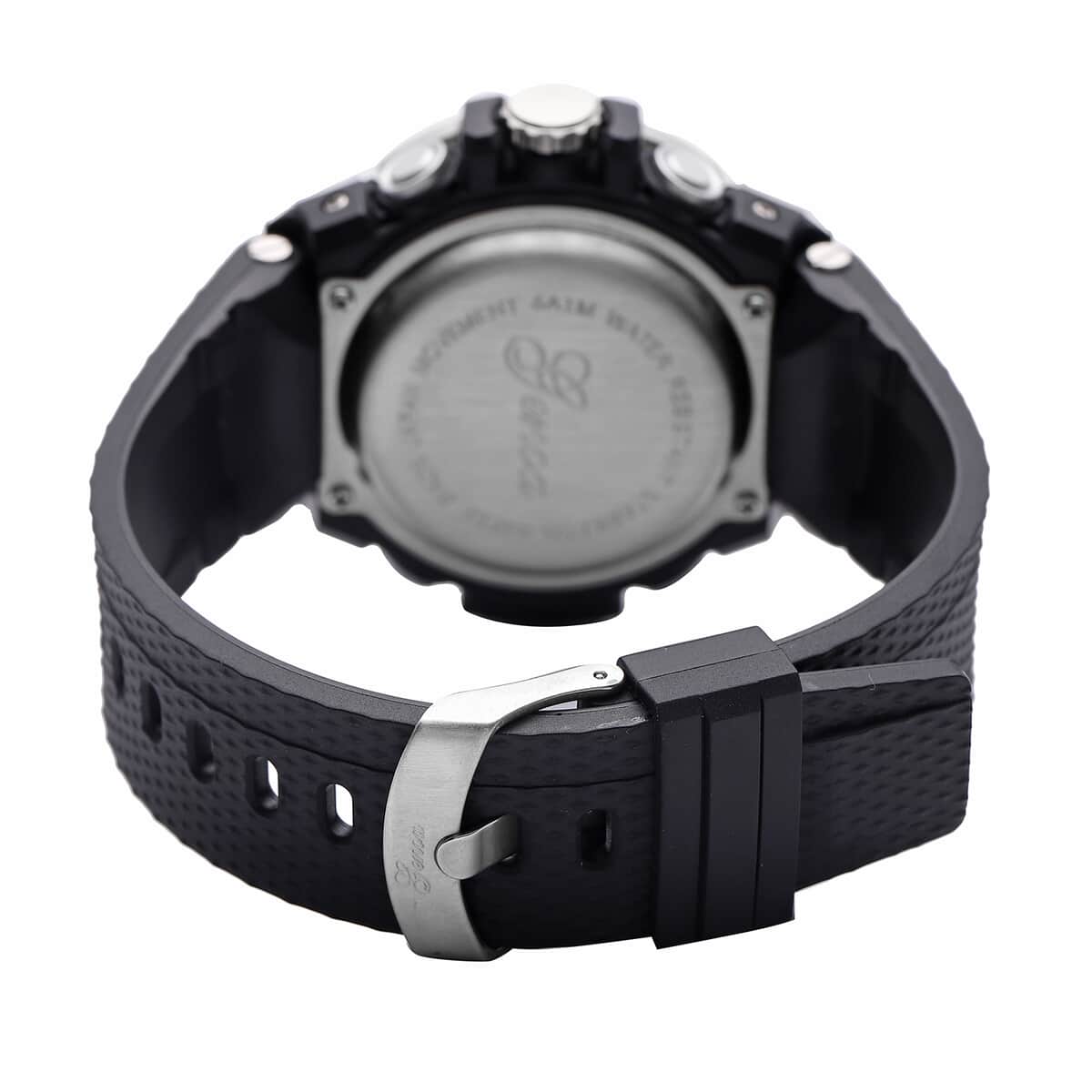 Genoa Japanese and Electronic Movement Multifunctional Key Watch in Black Silicone Strap (48 mm) image number 4
