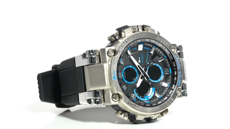 GENOA Japanese and Electronic Movement Multifunctional Key Watch in Silvertone with Black Silicone Strap (46 mm)