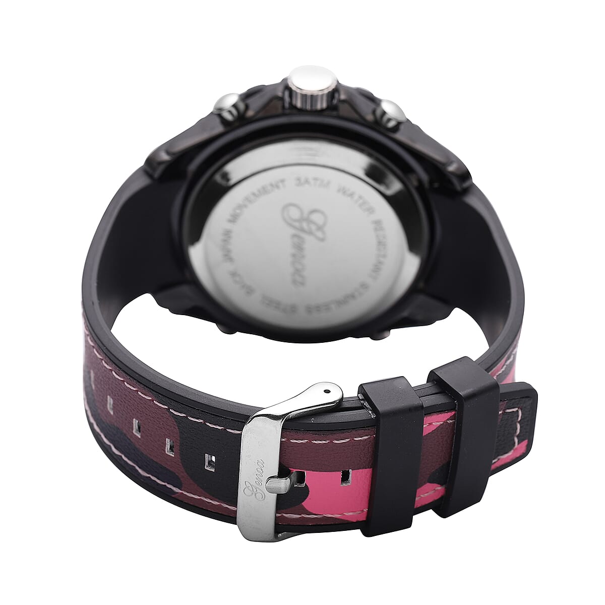 Genoa Japanese and Electronic Movement Multifunctional Key Watch with Camouflage Pink Silicone Strap image number 4