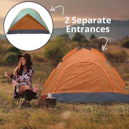 Homesmart Green, Gray and Orange Hiker Tent with Weather Protection and 2 Separate Entrances image number 1
