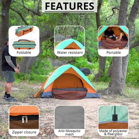 Homesmart Green, Gray and Orange Hiker Tent with Weather Protection and 2 Separate Entrances image number 2