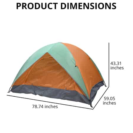 Homesmart Green, Gray and Orange Hiker Tent with Weather Protection and 2 Separate Entrances image number 3