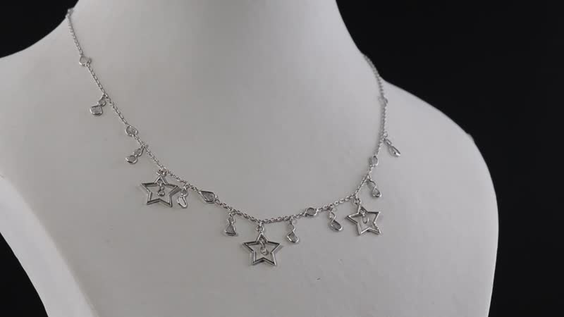 GP Celestial Dreams Collection Polki Diamond Star Charm Necklace 20 Inches in Platinum Over Sterling Silver 2.00 ctw