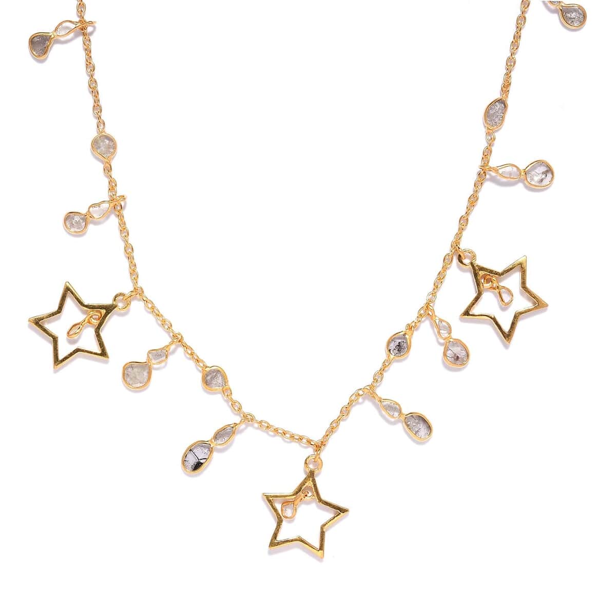 GP Celestial Dreams Collection Polki Diamond Star Charm Necklace 20 Inches in 14K Yellow Gold Over Sterling Silver 2.00 ctw image number 0