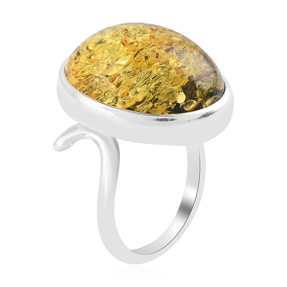 Yellow Amber Ring in Sterling Silver (Size 6.5) 11.20 Grams image number 2