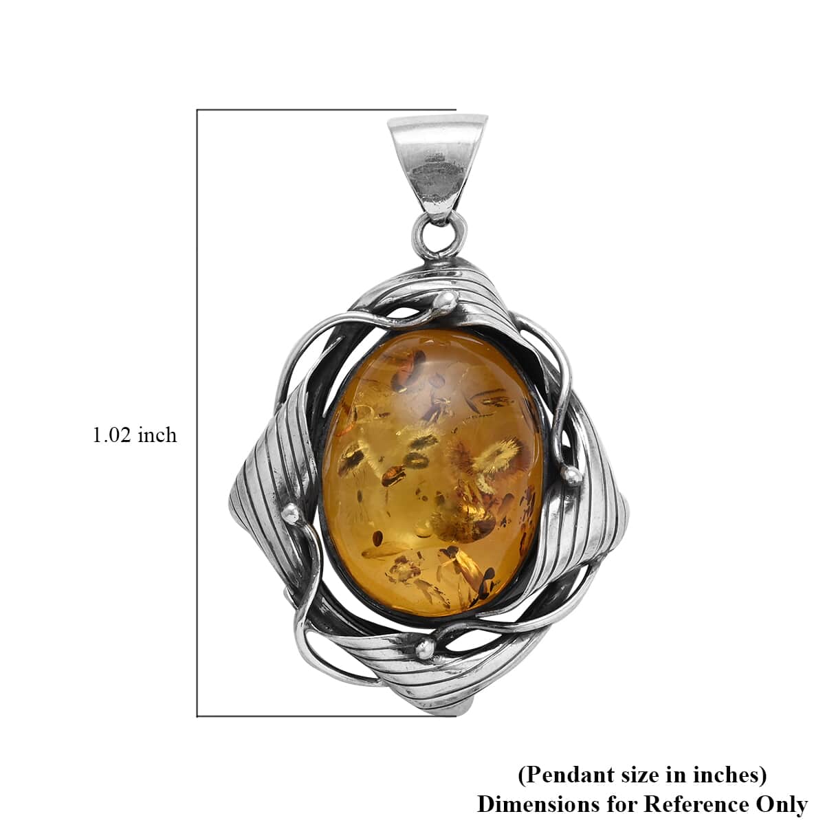 Baltic Amber Large Pendant in Sterling Silver image number 3