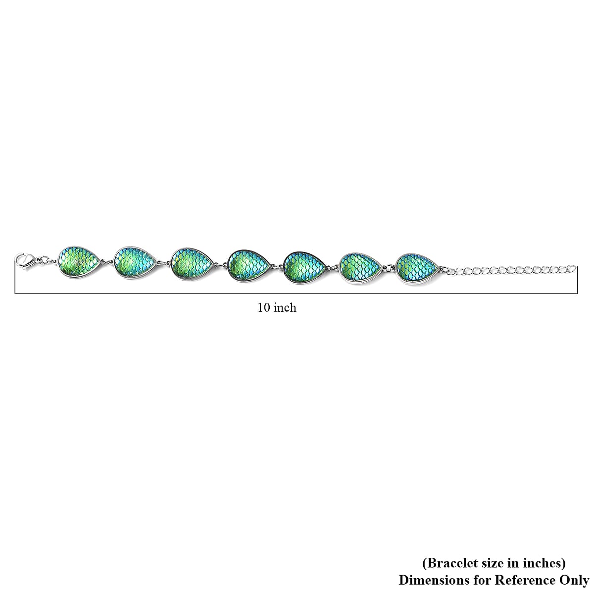 Green Magic Resin Station Bracelet in Stainless Steel (7.75-9.95 In) image number 5